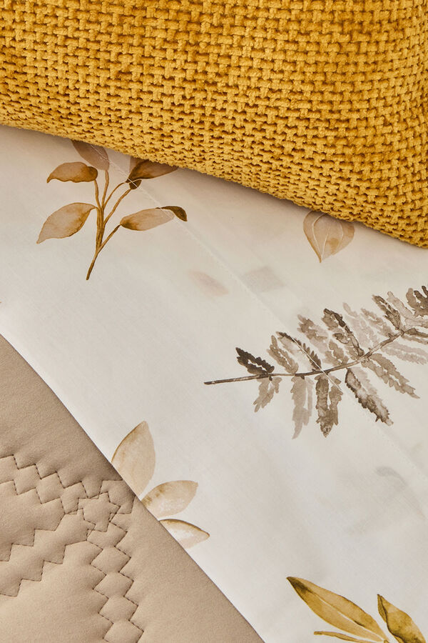 Textura Sábana algodón hojas en rama estampado