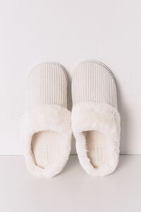 Women'secret Chinelos de quarto de lurex branca caneladas