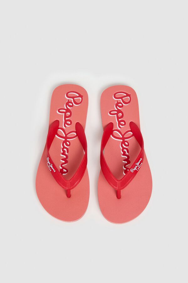 Pepe Jeans Chinelos de tiras largas com sola &agrave;s riscas borgonha