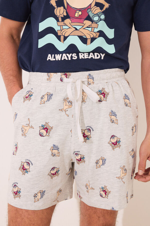 Women'secret Pijama curto azul de algodão Taz azul