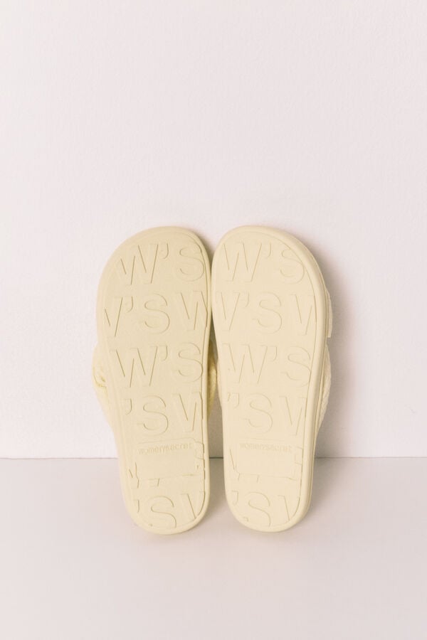 Women'secret Chinelos de quarto com la&ccedil;ada volumosa amarelo estampado