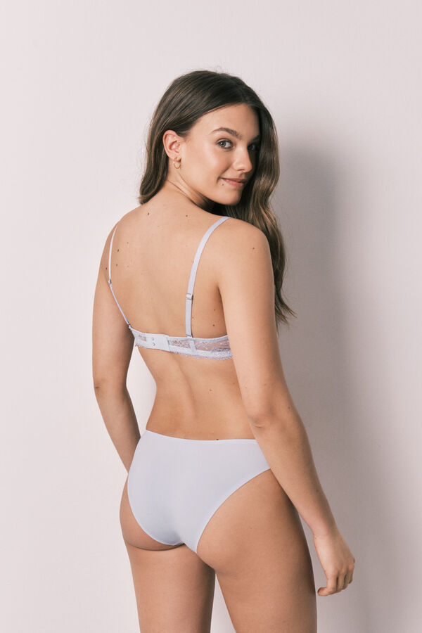 Women'secret Braga cl&aacute;sica microfibra y encaje azul azul