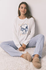 Women'secret Pijama comprido algodão Snoopy bege
