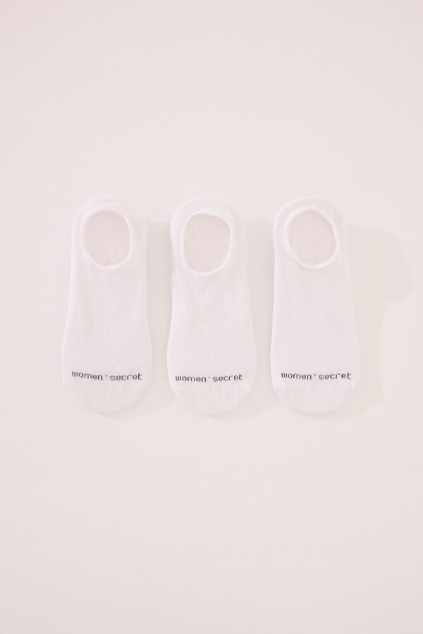 Women'secret Pack 3 calcetines invisibles algod&oacute;n blancos blanco
