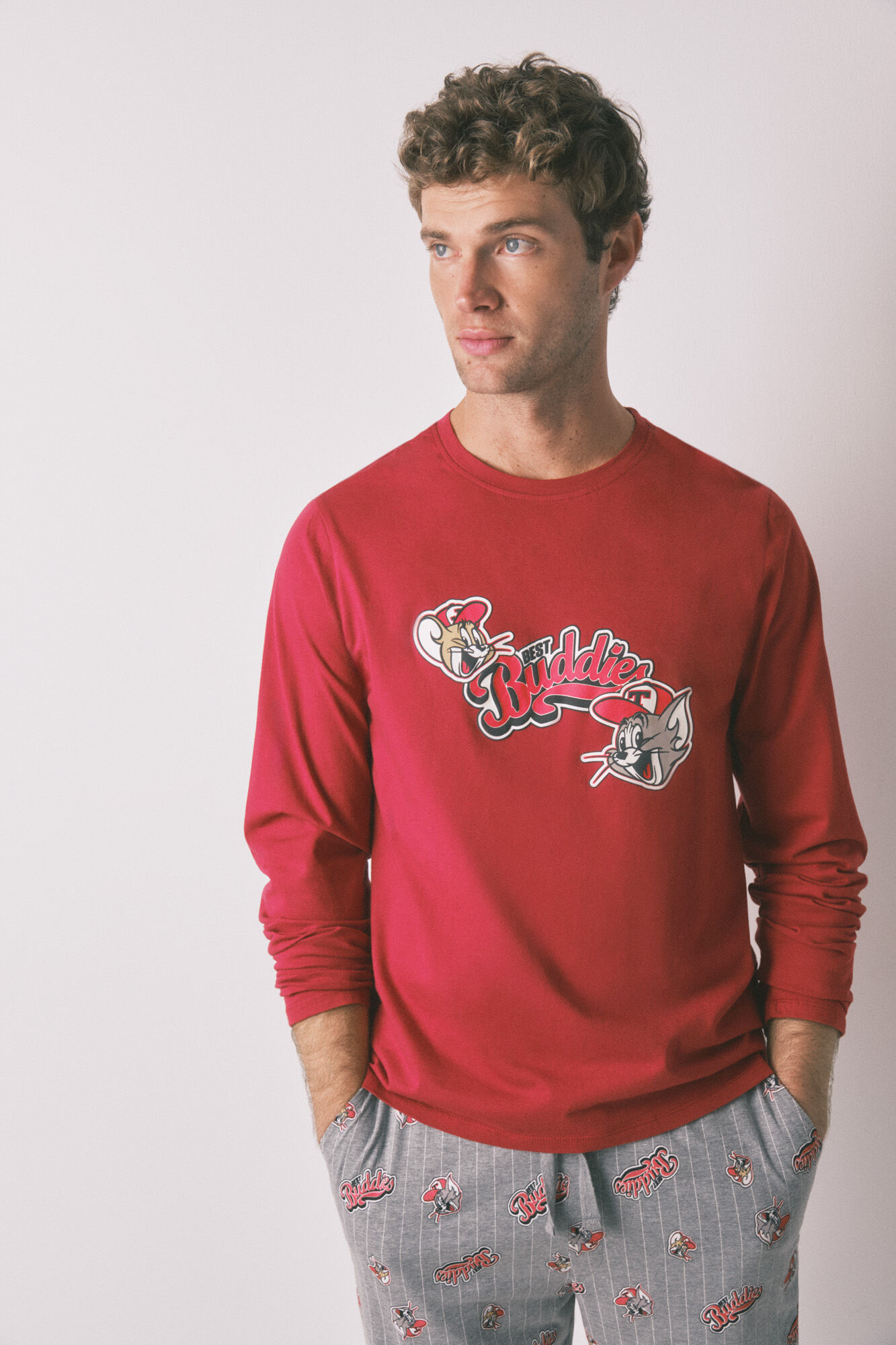 Women'secret Pijama largo 100% algod&oacute;n Buddies rojo