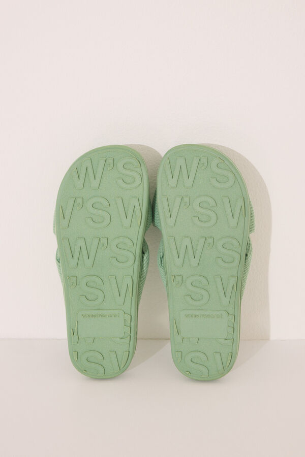 Women'secret Chinelos de quarto abertos waffle verde verde