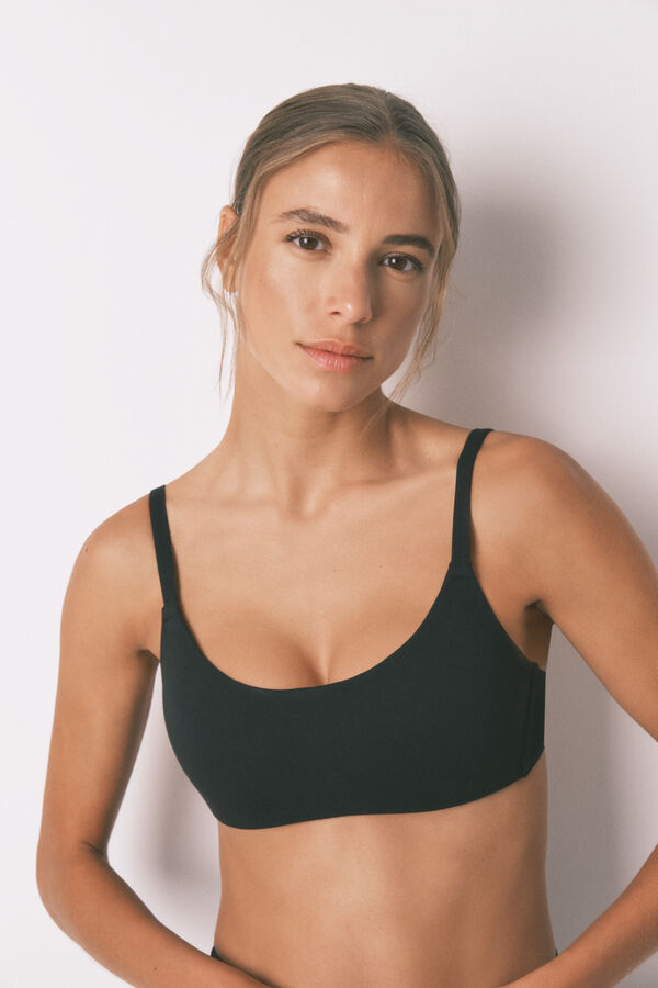 Women'secret Sujetador tipo top algod&oacute;n negro negro