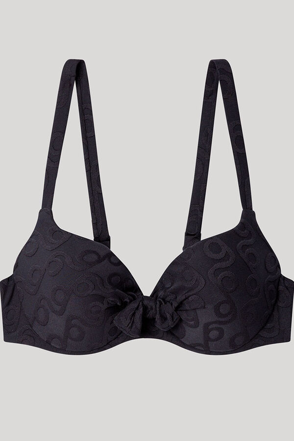 Gisela Top de biquíni bege com estampa geométrica preto