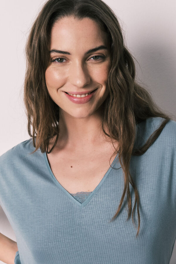 Women'secret Pijama Capri soft touch em viscose azul azul