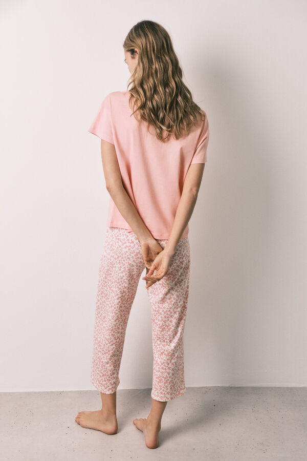 Women'secret Pijama capri em algod&atilde;o rosa miniflor rosa