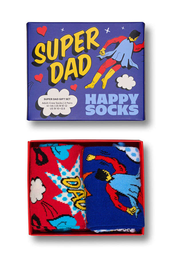 Happy Socks Pacote de 2 meias Super Dad azul