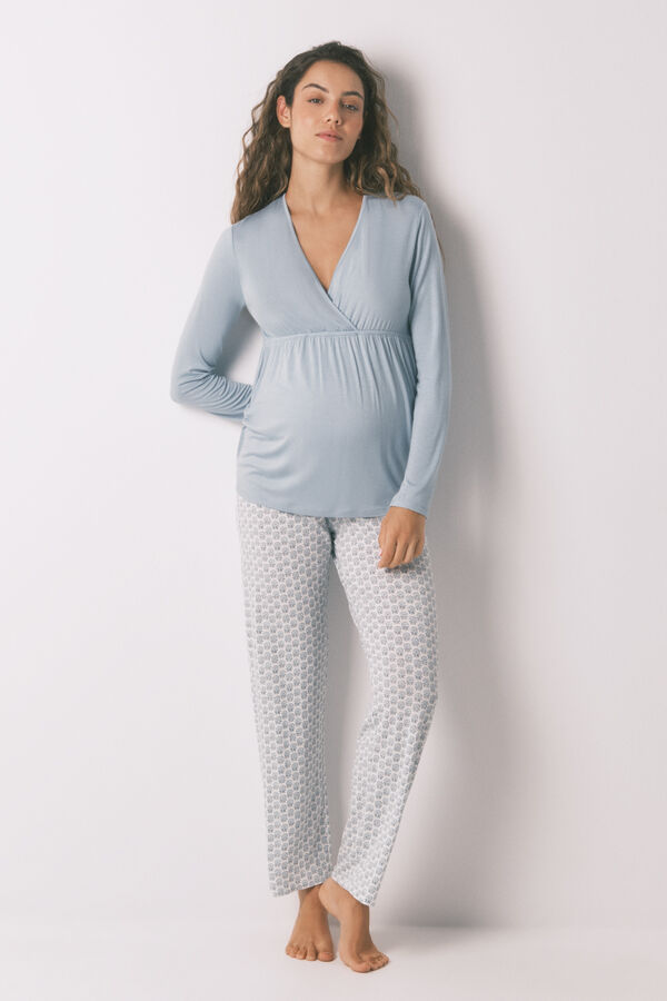 Women'secret Pijama capri "maternity" azul técnica soft touch verde
