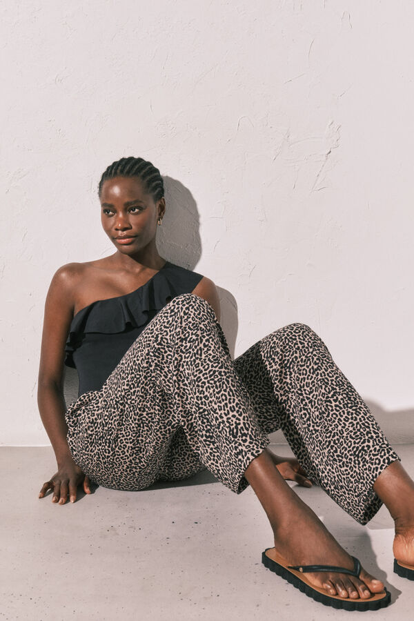 Women'secret Cal&ccedil;as fluidas estampado animal print branco