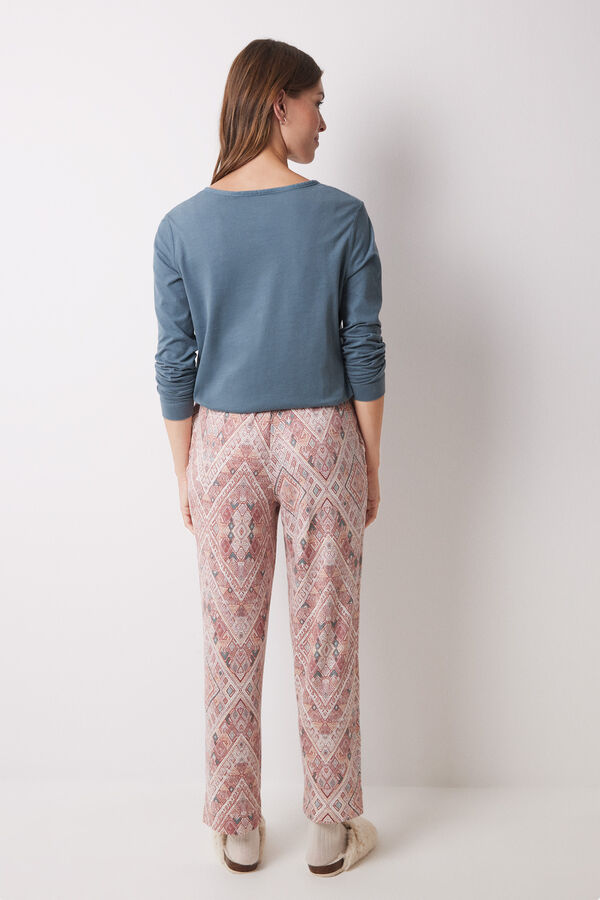 Womensecret Pantalón carrot rosa súper soft estampado