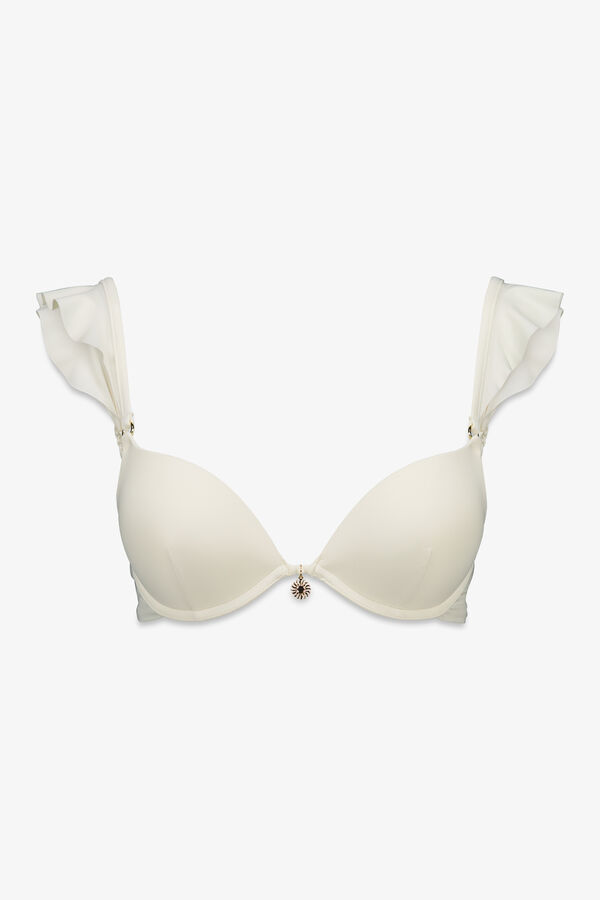 Women'secret Top biqu&iacute;ni push up com aro e folho branco bege