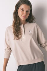 Women'secret Pijama comprido Snoopy 100% algodão bege cru