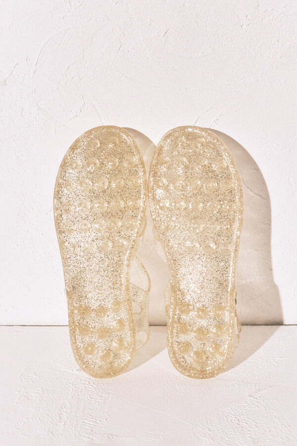 Women'secret Sand&aacute;lias jelly douradas bege