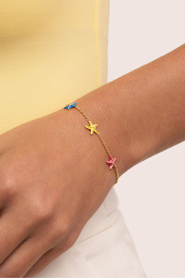Singularu Starfish Enamel Colors Gold Plated Bracelet estampado
