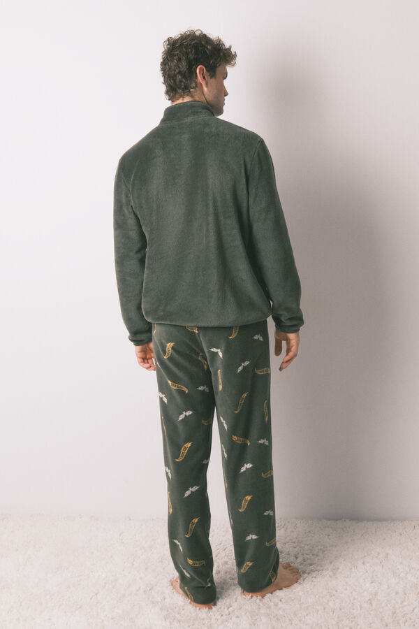 Women'secret Pijama comprido masculino polar verde Hotwheels bege