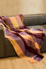 Calma House Xadrez de algodão croma com franjas rosa