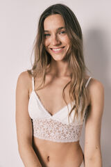 Women'secret Soutien bralette triangular em renda branco bege