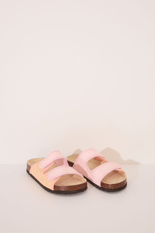 Women'secret Sandalias bio efecto rafia rosa salmón blanco