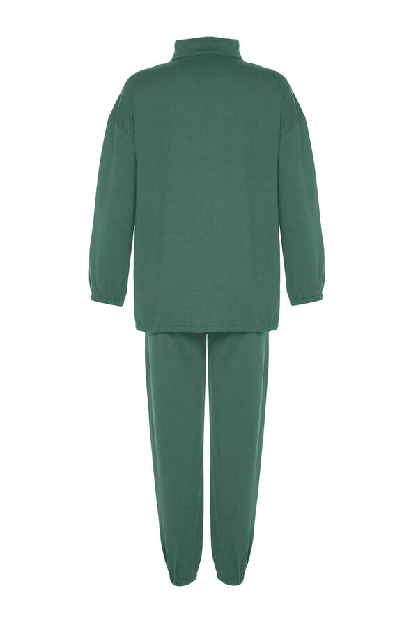 Trendyol Agasalho verde com fecho-&eacute;clair, gola alta e baixo franzida  bege