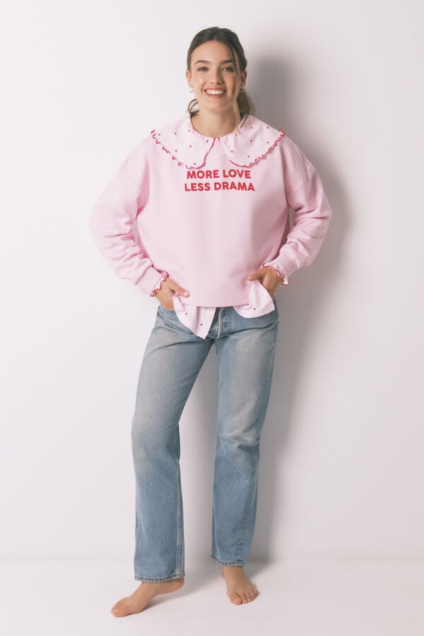 Women'secret Sweatshirt em algod&atilde;o rosa rosa