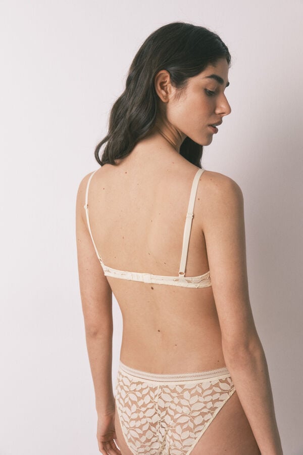 Women'secret Soutien triangular NATURAL em renda bege cru