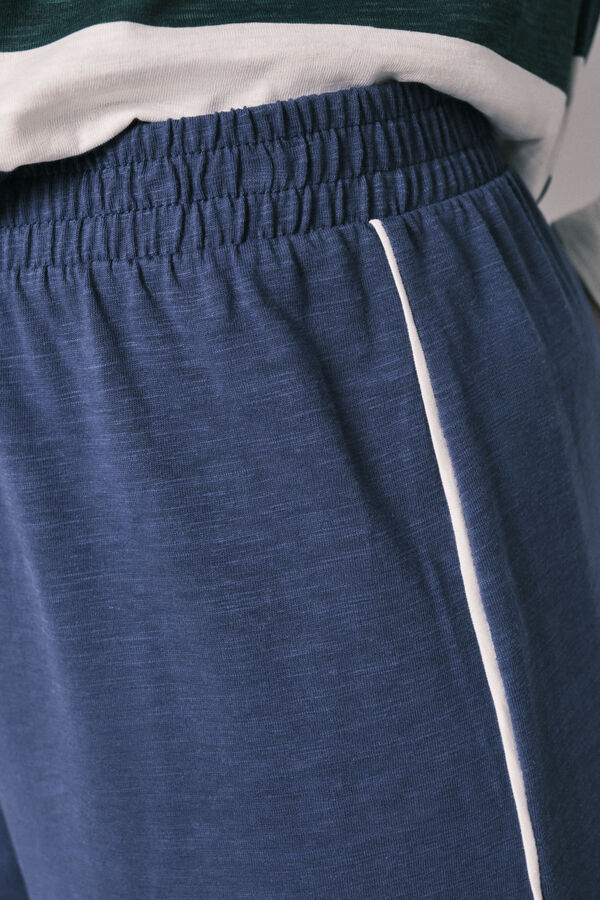 Women'secret Pijama comprido Hello Kitty polo riscas em algod&atilde;o azul