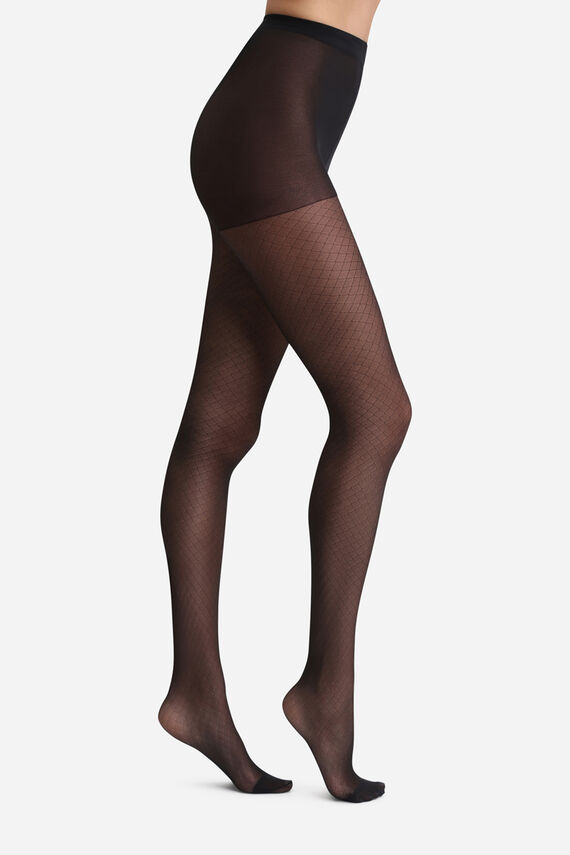 Panty transparente con print de rombos 20 Deniers
