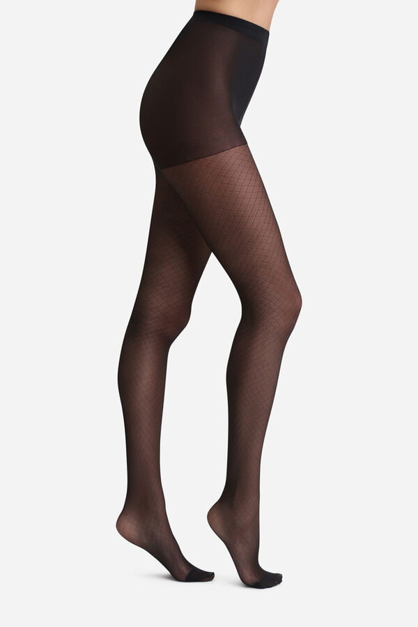 DIM Collant transparente com estampa de diamante 20 Denier preto