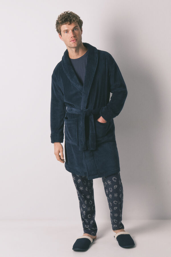 Women'secret Robe midi polar azul masculino  azul