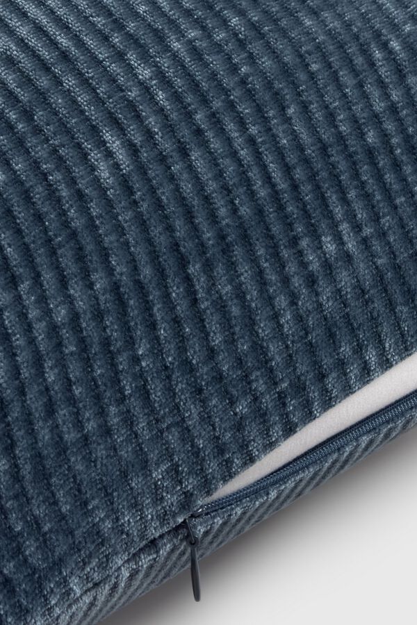 Textura Capa de almofada em veludo canelado azul