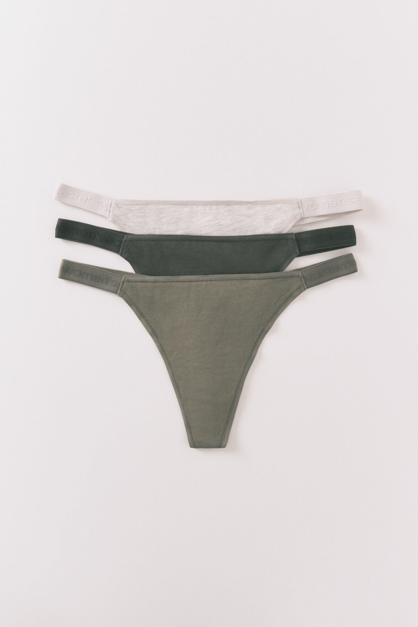 Women'secret Pack 3 tangas algod&oacute;n logo blanco