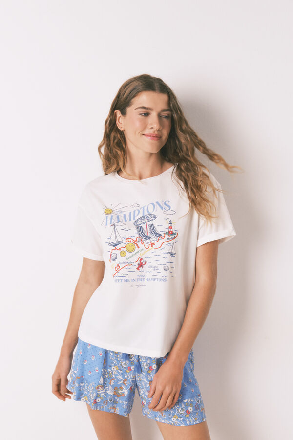 Women'secret T-shirt Smile Off White Algodão bege