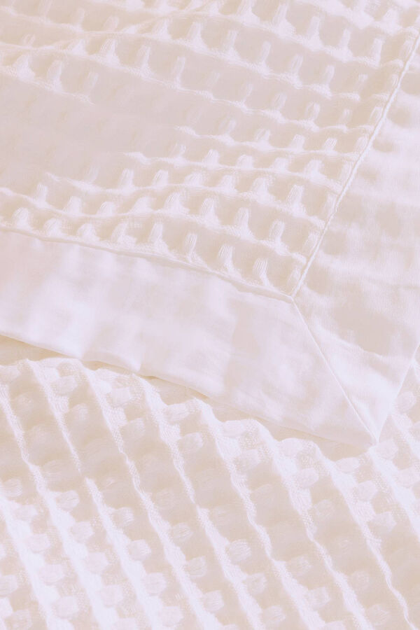 Textura Colcha 100% algod&oacute;n nido abeja. Cama 80-90cm. blanco