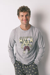 Women'secret Pijama comprido masculino 100% algodão "Hulk" cinzento