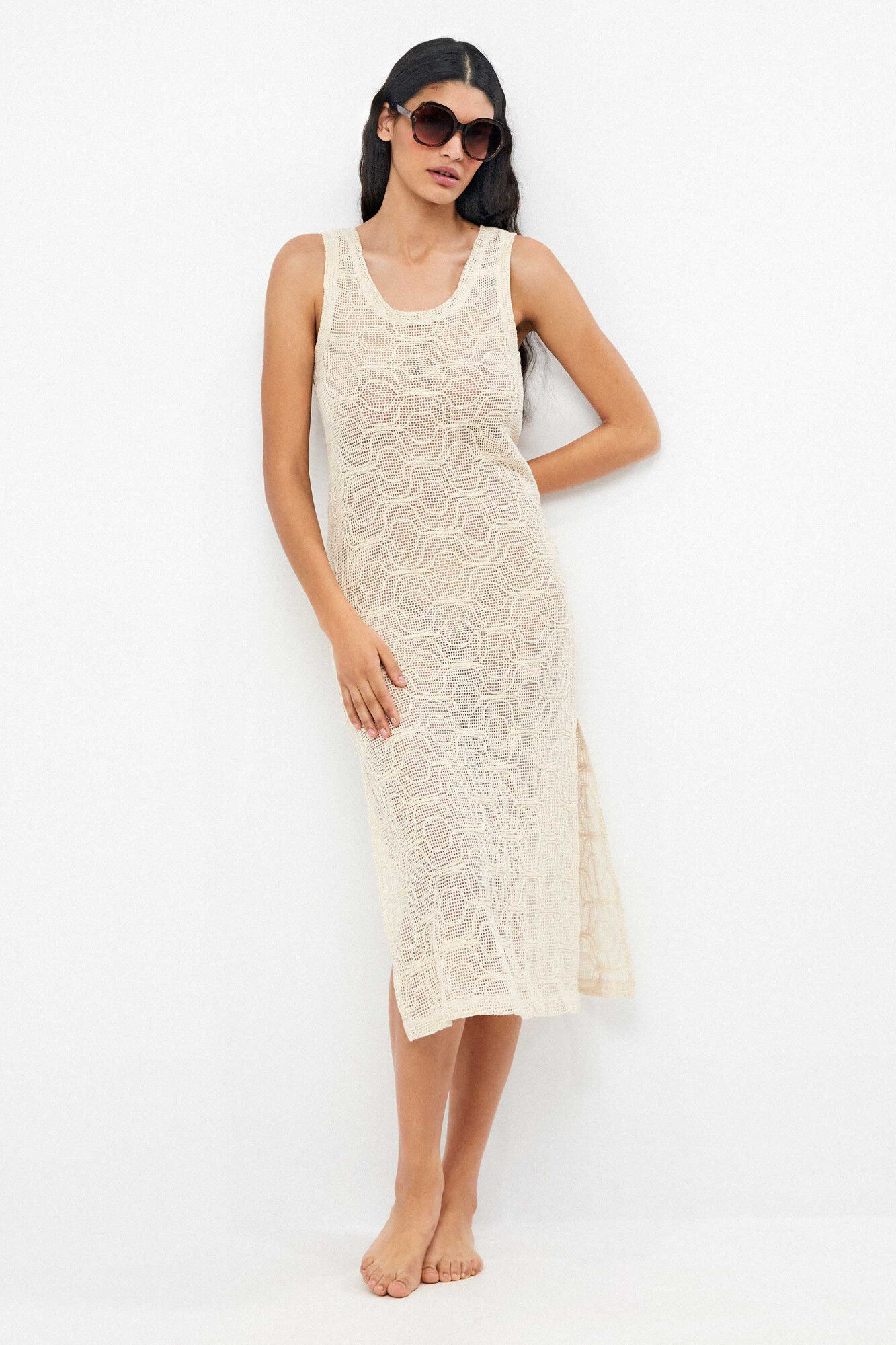 Gisela Vestido recto midi crochet