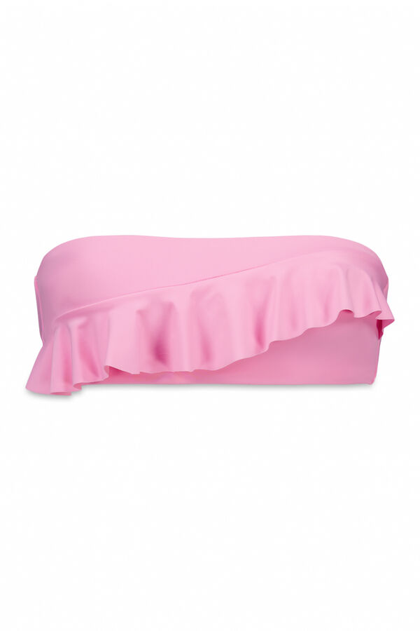 Women'secret Top biqu&iacute;ni bandeau com enchimento folhos rosa rosa