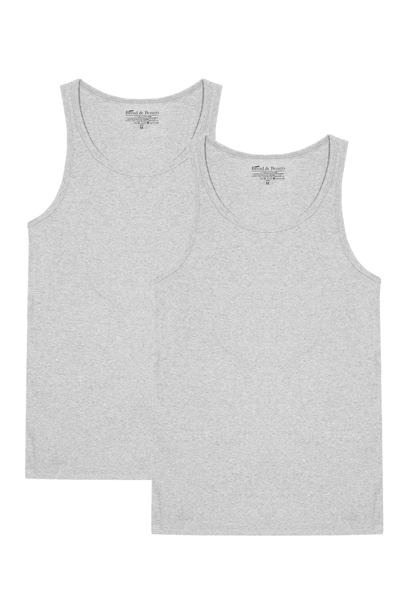 Bread & Boxers Pacote de duas camisetas cinza lisas mangas