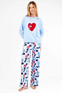 Gisela Conjunto de pijama em malha malha com motivos de coração