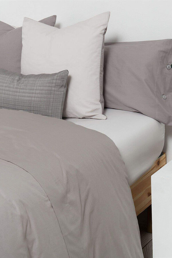Textura Lençol algodão percal. Cama 80-90 cm. cinzento