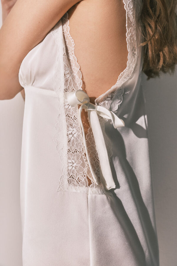 Women'secret Camis&oacute;n midi sat&eacute;n beige marfil