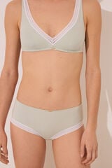 Women'secret Braga boxer algodón canalé encaje verde verde