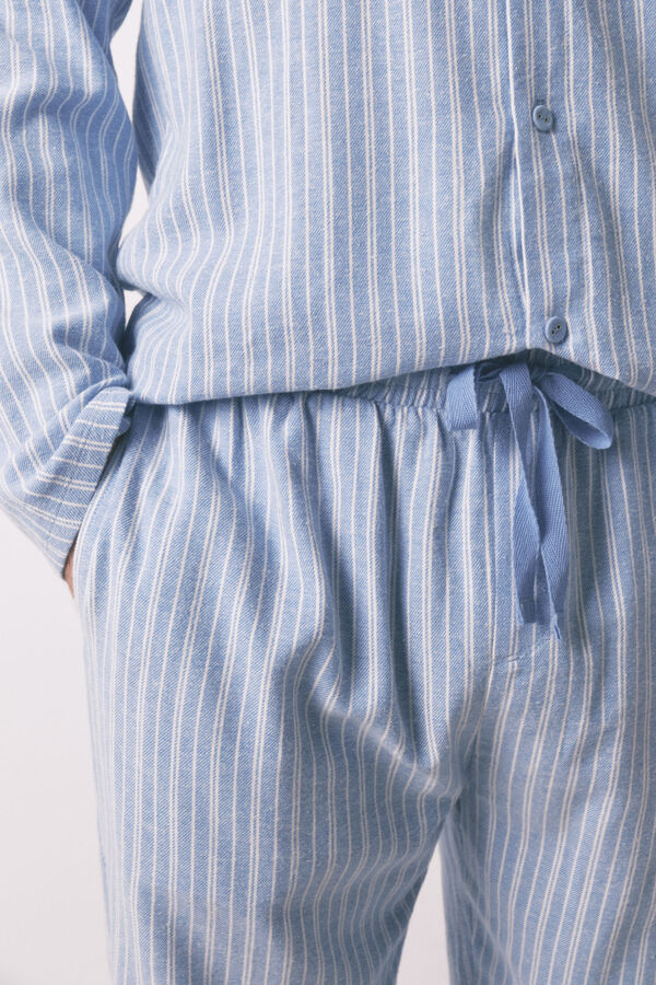 Women'secret Pijama camiseiro riscas masculinas 100% algodão azul