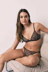 Women'secret Cuecas brasileiras estampadas em tule granate castanho