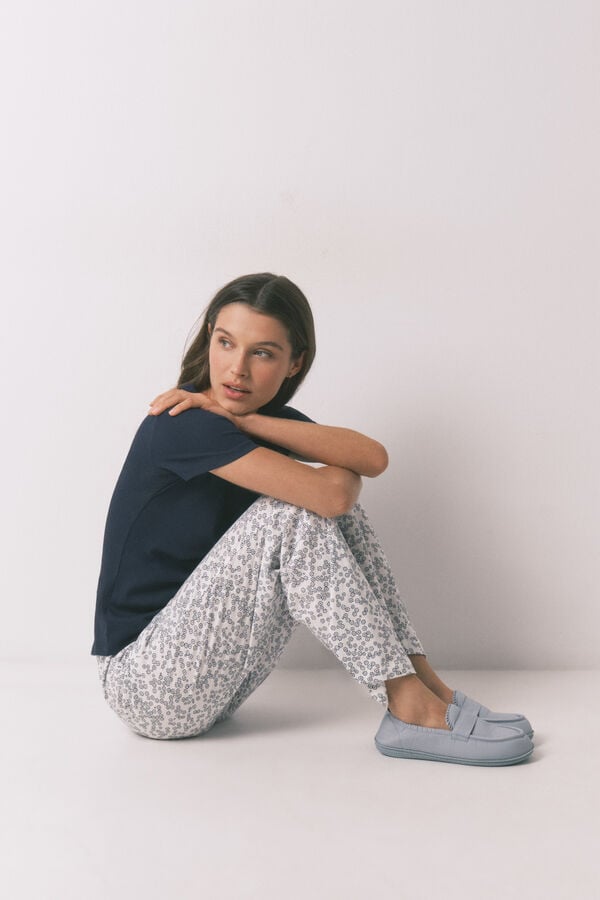 Women'secret T-shirt manga curta em algod&atilde;o azul azul