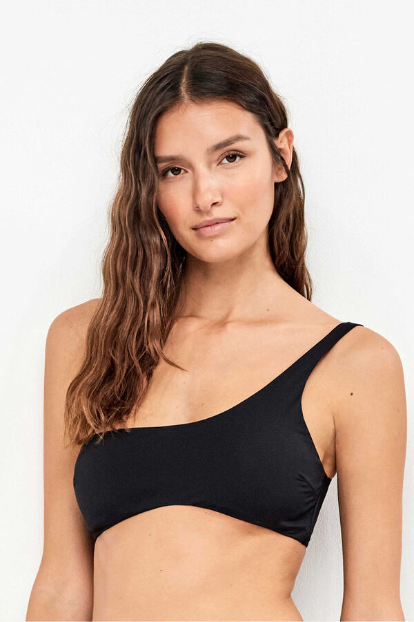 Gisela Top biqu&iacute;ni assim&eacute;trico preto