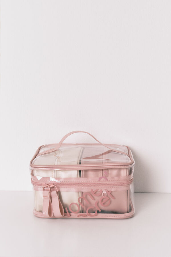 Women'secret Pacote com 3 bolsas de higiene pessoal de borracha metálica rosa